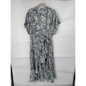 Lovestitch Floral Ruffle Midi Dress Women Small Blue Fairy Whimsical‎ Peasant